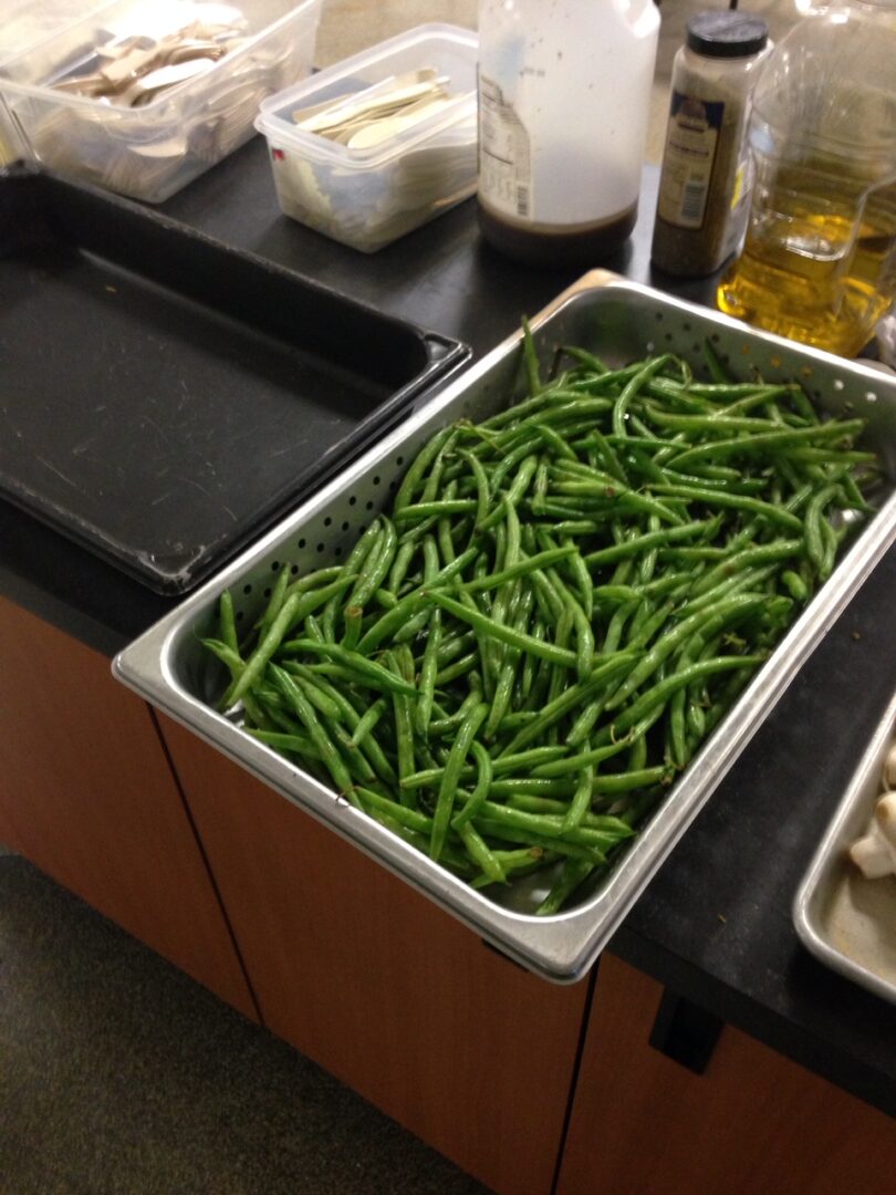 A Metallic Tray of Boiled Beans